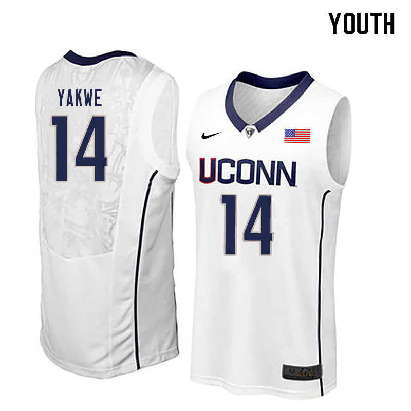 Youth #14 Kassoum Yakwe Uconn Huskies College Basketball Jerseys Sale-White - Click Image to Close